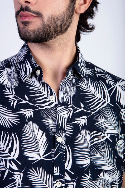 Camisa Estampada Palmera Fj Navy-3