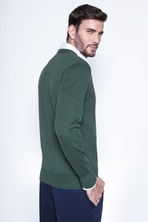 Melange Sweater Smart Casual L/S Military-1