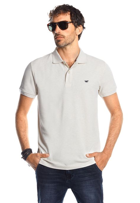 Polera Piqué Básica Ss22 Ecru Melange-0