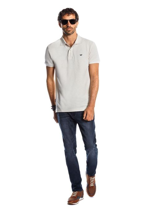 Polera Piqué Básica Ss22 Ecru Melange-1