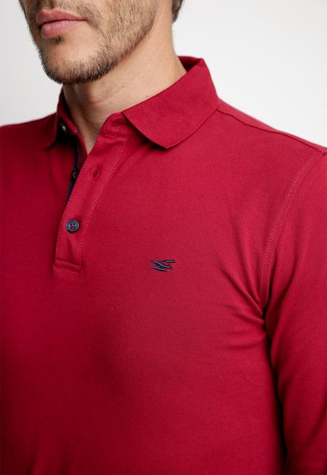 Polera Polo Básica Manga Larga Burgundy-2
