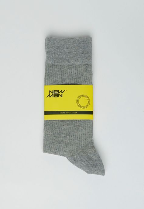 Calcetín Basico Strip Grey Melange-1