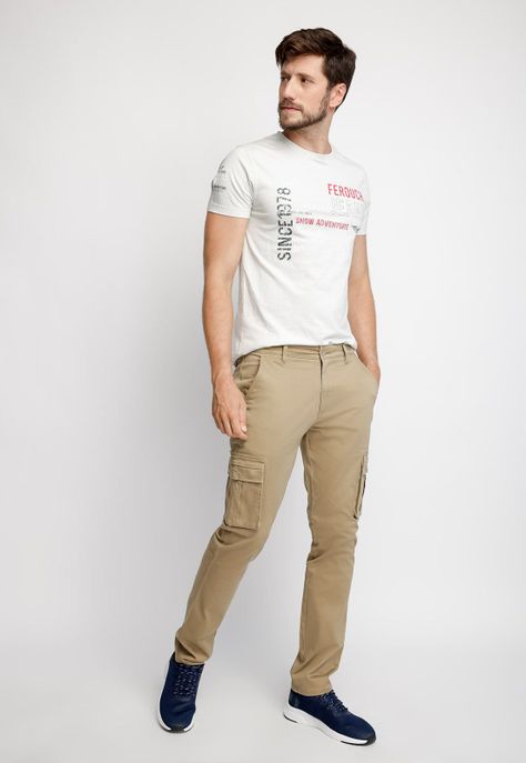 Pantalón Clásico Cargo F Beige-3