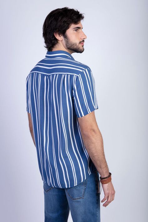 Camisa Estampada Rayas Fj Blue-1