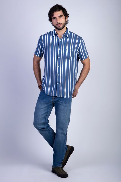 Camisa Estampada Rayas Fj Blue-2
