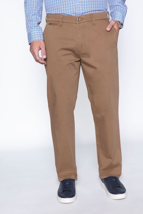 Pantalón Twill Without Pleats L/33 Camel-0