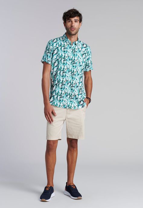 Camisa Estampada Hojas  Fj River-1