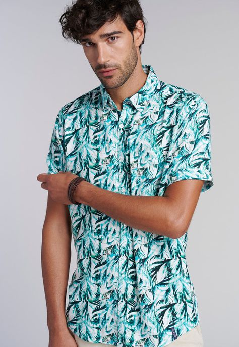 Camisa Estampada Hojas  Fj River-4