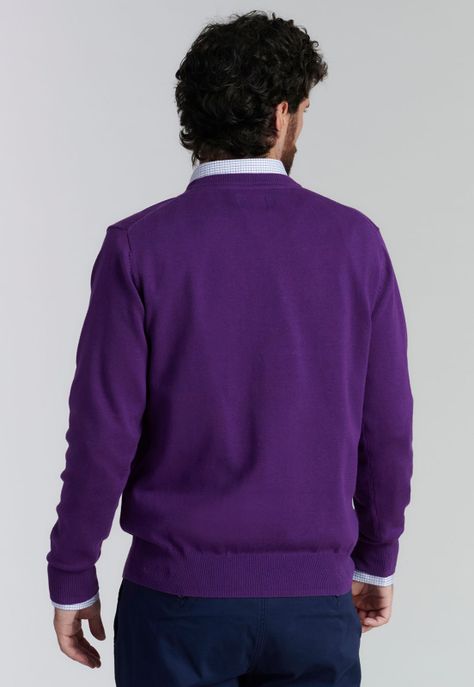 Sweater V Neck Solido F Smart Casual Dk Violet-3