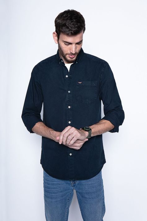 Camisa Garment Dyed Sport Fj Navy-0