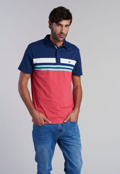 Polera Polo Rayas Chicago Coral Melang-0