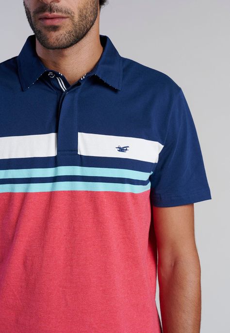 Polera Polo Rayas Chicago Coral Melang-2