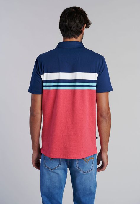 Polera Polo Rayas Chicago Coral Melang-3