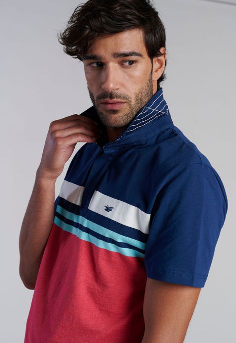 Polera Polo Rayas Chicago Coral Melang-4