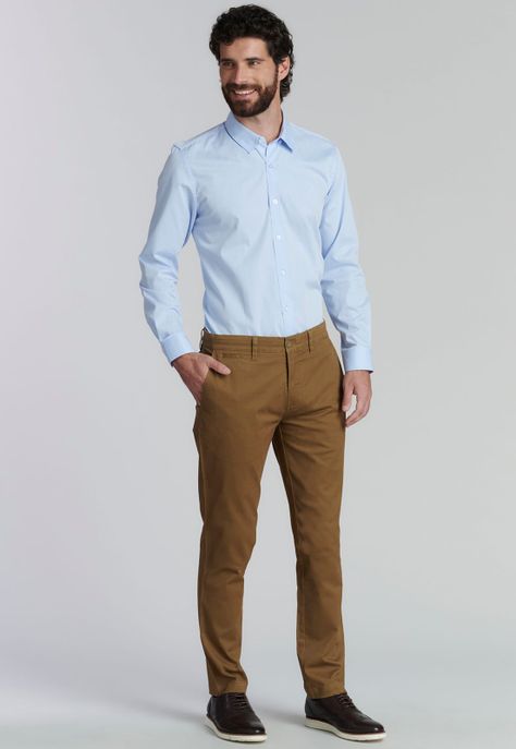 Pantalón Twill Slim /33 Business Camel-1