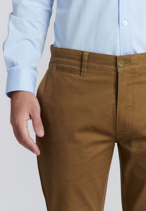 Pantalón Twill Slim /33 Business Camel-2
