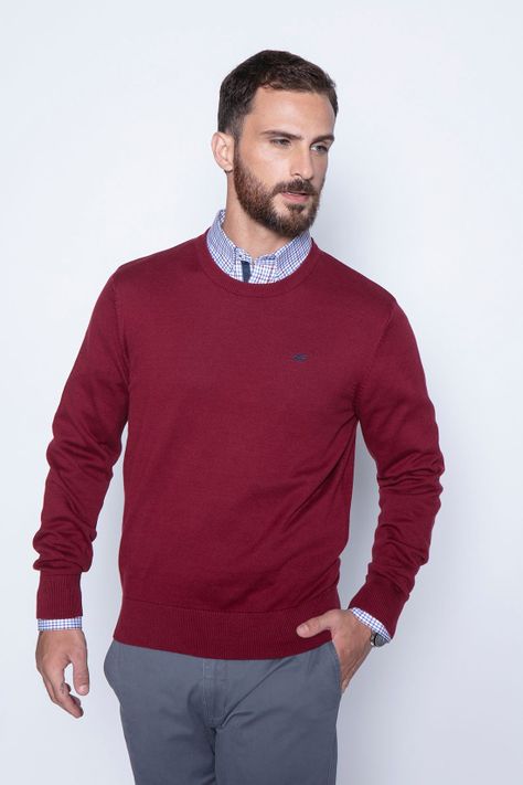 Sweater Round Neck Paris Burgundy-0
