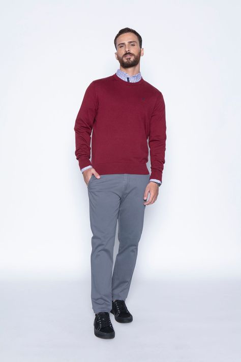 Sweater Round Neck Paris Burgundy-3