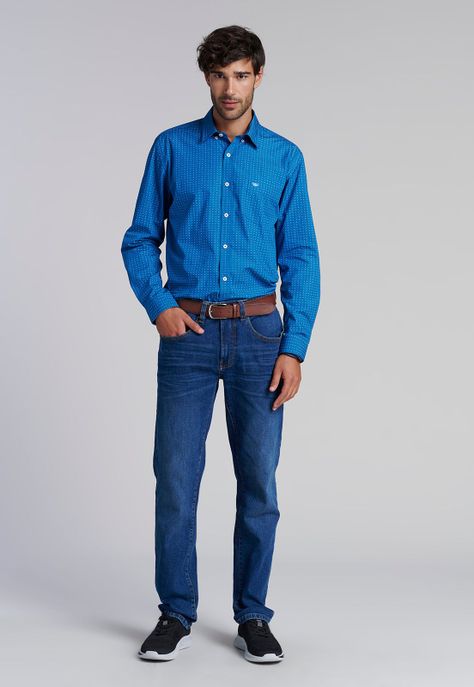 Camisa Estampada Houston F Blue-1