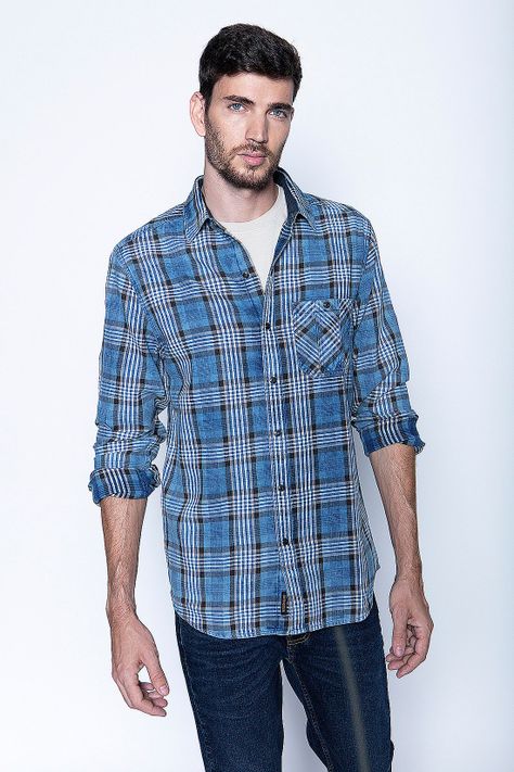 Camisa Checkered Indigo Fj Blue-0