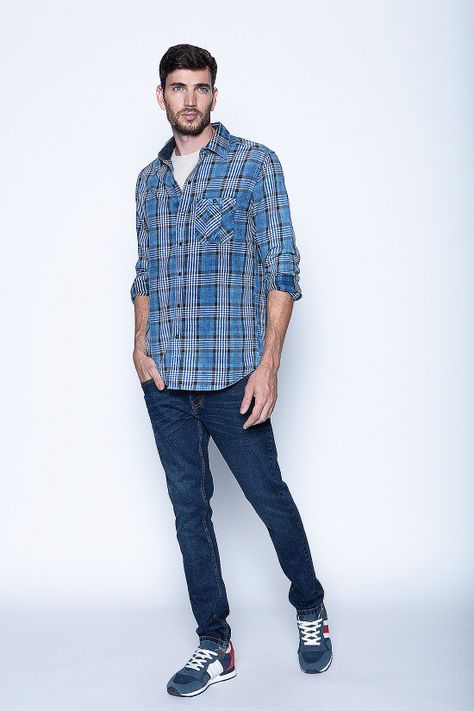 Camisa Checkered Indigo Fj Blue-3