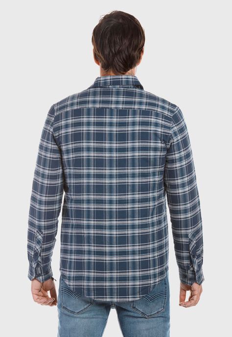 Chaqueta Overshirt Chechered Fj Navy-2