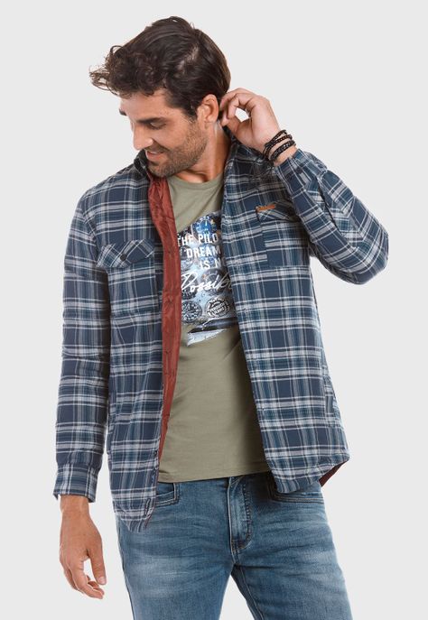 Chaqueta Overshirt Chechered Fj Navy-0