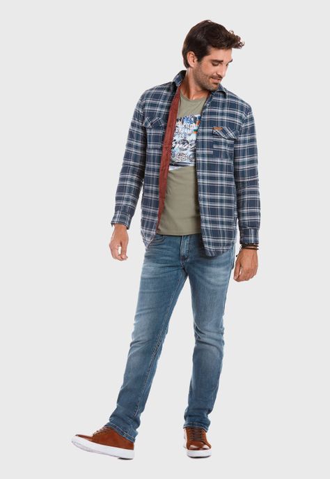Chaqueta Overshirt Chechered Fj Navy-1