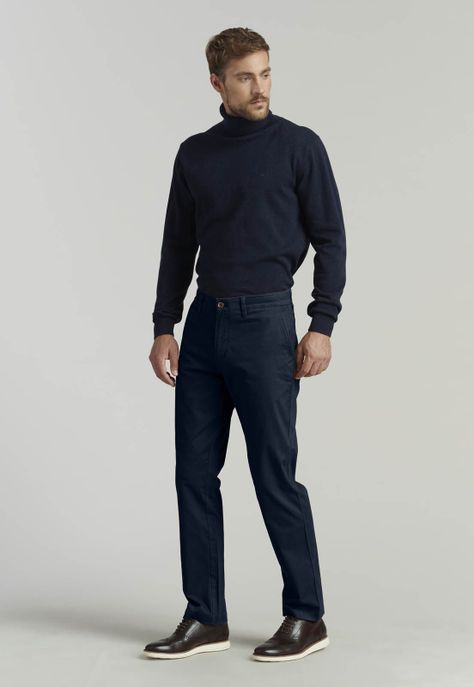 Pantalón Twill Without Pleats L/31 Business Dk.Blue-1