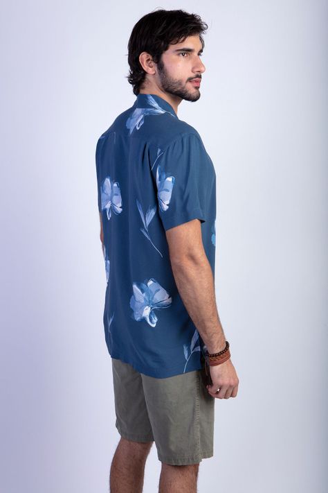 Camisa Estampada Flores Fj Blue-1