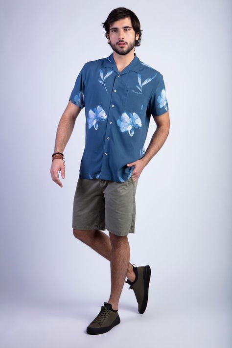 Camisa Estampada Flores Fj Blue-2