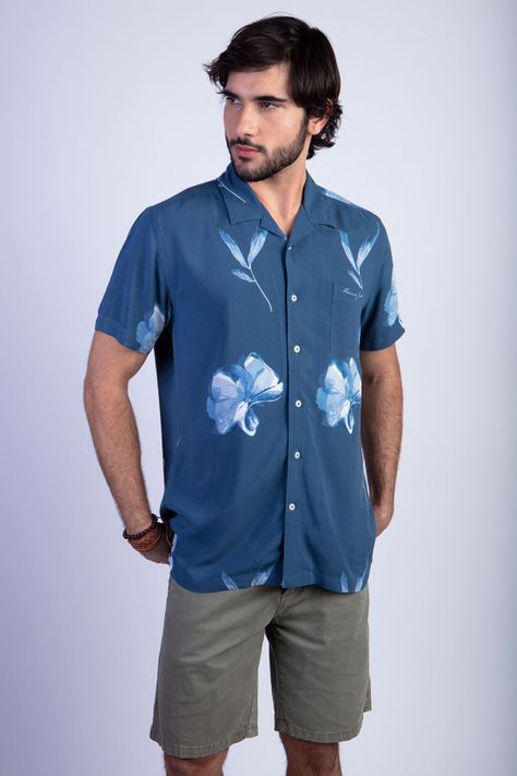 Camisa Estampada Flores Fj Blue-0