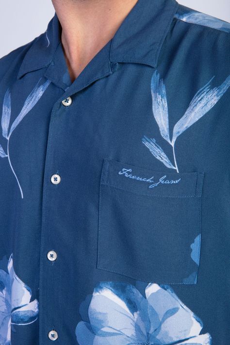 Camisa Estampada Flores Fj Blue-3