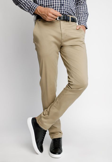 Pantalón Twill Sin Pliegues Slim L/33 Khaki-0