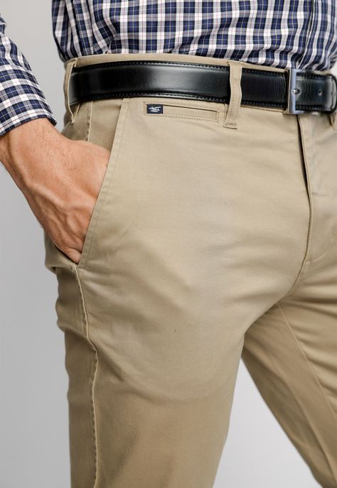 Pantalón Twill Sin Pliegues Slim L/33 Khaki-2