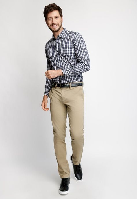 Pantalón Twill Sin Pliegues Slim L/33 Khaki-3
