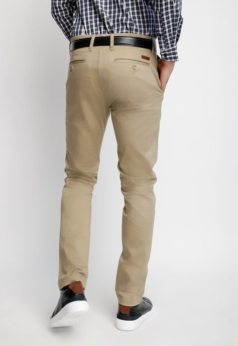 Pantalón Twill Sin Pliegues Slim L/33 Khaki-1