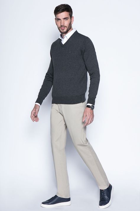 Melange Sweater Smart Casual L/S Graphite-3