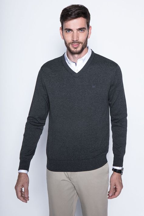 Melange Sweater Smart Casual L/S Graphite-0