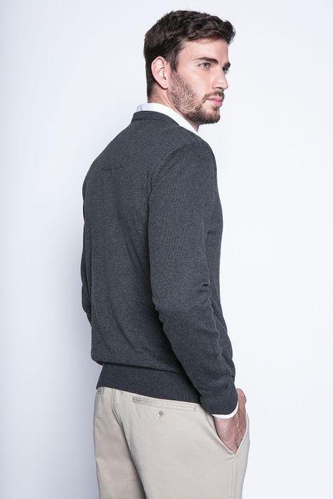 Melange Sweater Smart Casual L/S Graphite-1