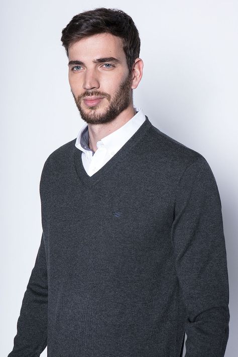 Melange Sweater Smart Casual L/S Graphite-2