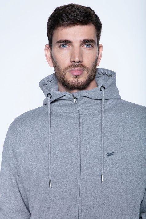 Polerón Básico Full Zipper Grey Melange-2