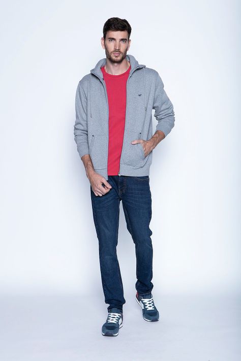 Polerón Básico Full Zipper Grey Melange-3