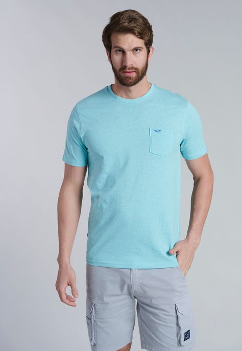 Polera Bolsillo Houston Lt Turquoise Melange-0