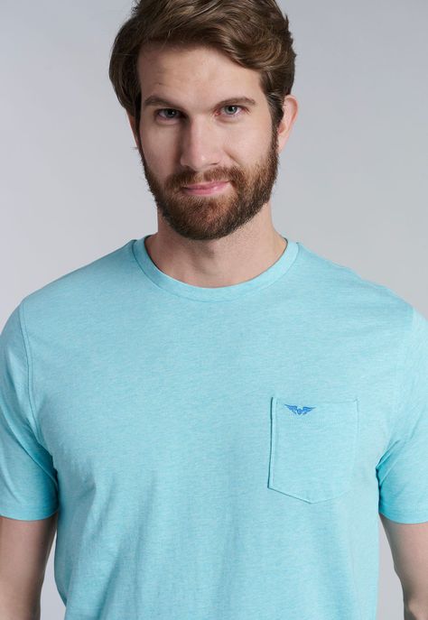 Polera Bolsillo Houston Lt Turquoise Melange-2