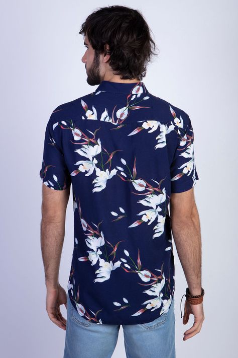 Camisa Estampada Flores Fj Navy-1