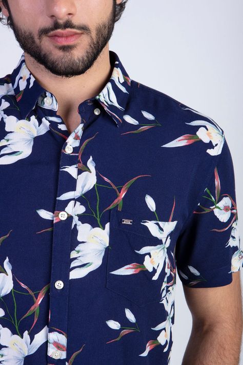 Camisa Estampada Flores Fj Navy-3