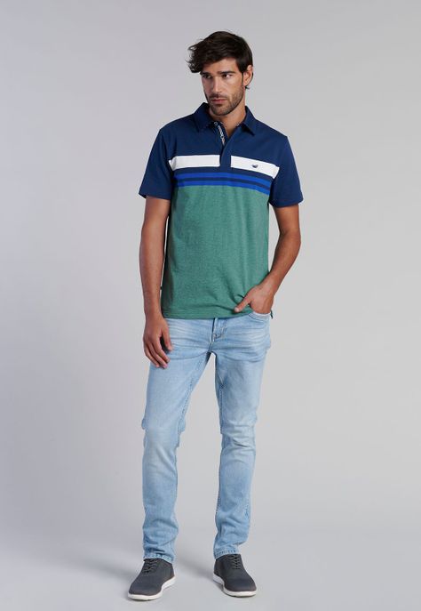 Polera Polo Rayas Chicago Lt Gree Melange-1
