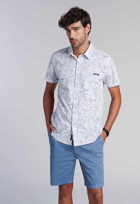Camisa Estampada Hawai Fj Blue-0