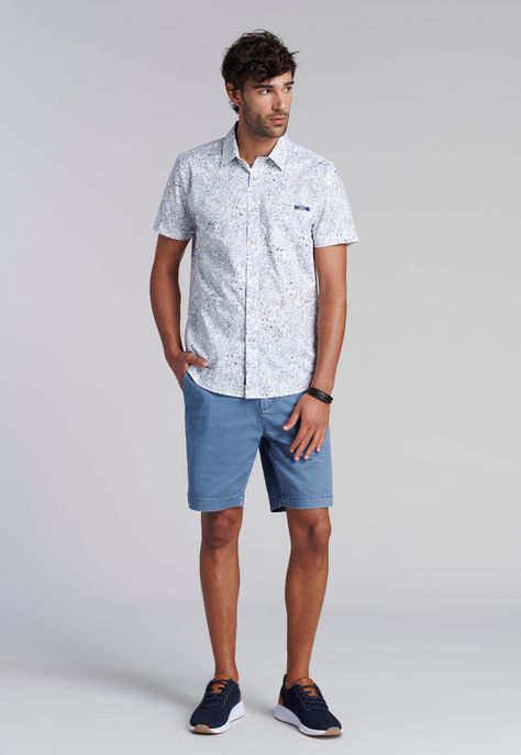 Camisa Estampada Hawai Fj Blue-1